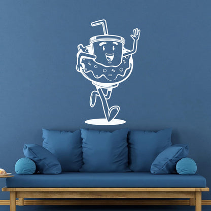 Mural And Wall Vinyl Decal Funny Cup Cafe Coffee Donut Window Decals