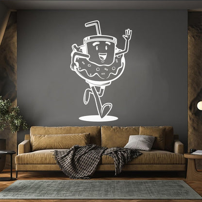 Mural And Wall Vinyl Decal Funny Cup Cafe Coffee Donut Window Decals