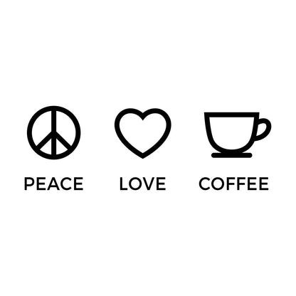 Wall Stickers Paster Paper Hippie Peace Love Coffee Lover Shop Kitchen Glass Stickers