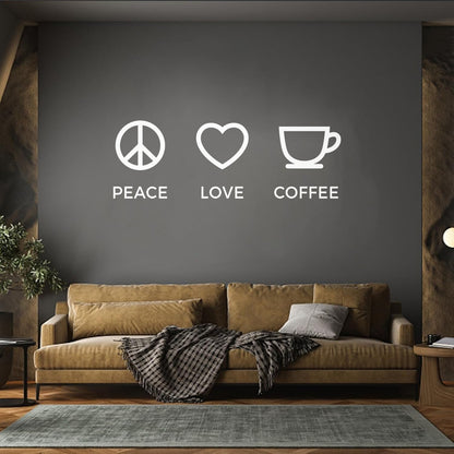 Wall Stickers Paster Paper Hippie Peace Love Coffee Lover Shop Kitchen Glass Stickers