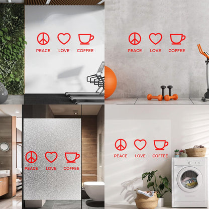 Wall Stickers Paster Paper Hippie Peace Love Coffee Lover Shop Kitchen Glass Stickers