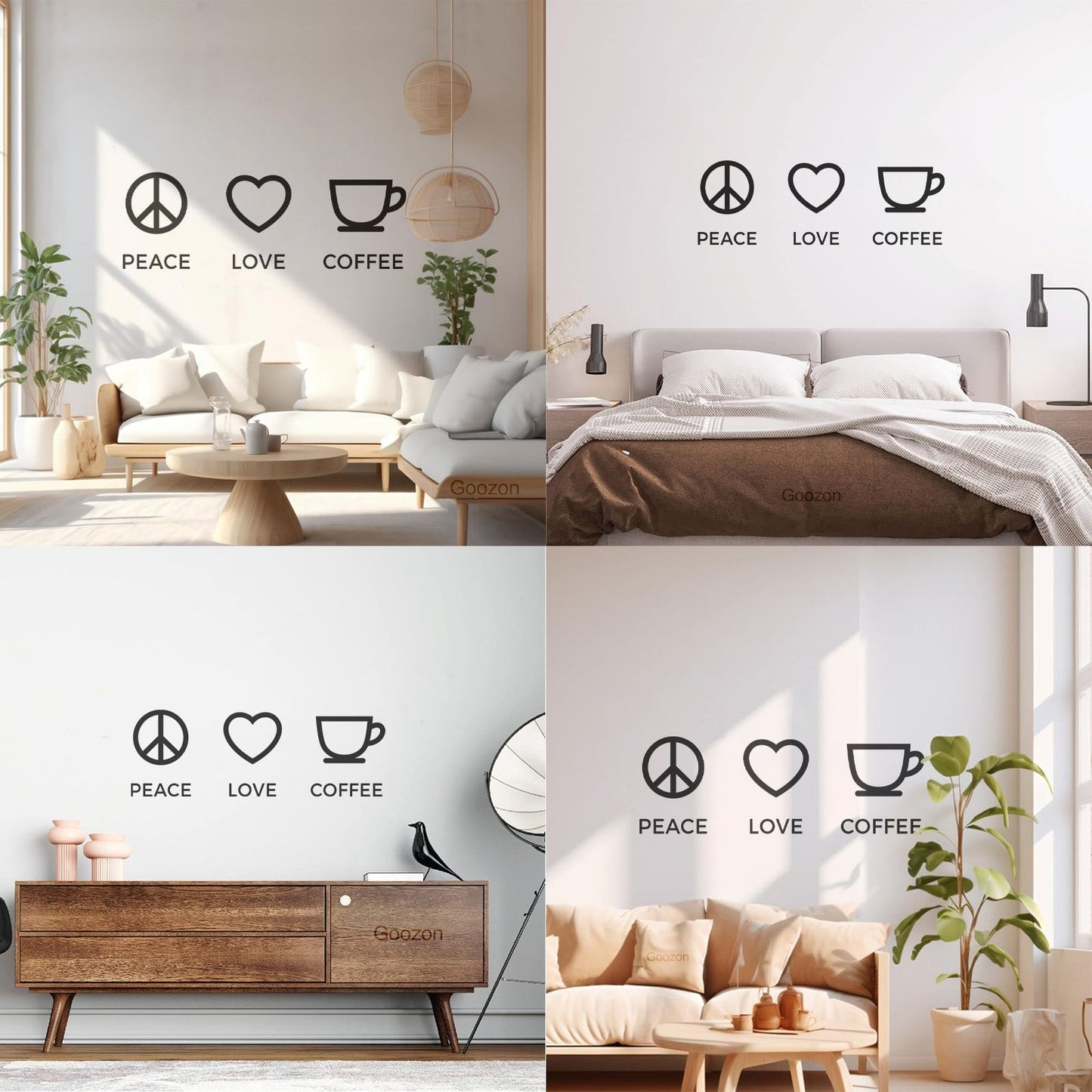 Wall Stickers Paster Paper Hippie Peace Love Coffee Lover Shop Kitchen Glass Stickers