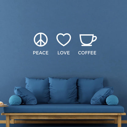 Wall Stickers Paster Paper Hippie Peace Love Coffee Lover Shop Kitchen Glass Stickers