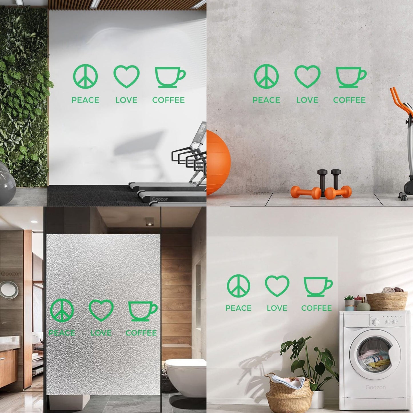 Wall Stickers Paster Paper Hippie Peace Love Coffee Lover Shop Kitchen Glass Stickers