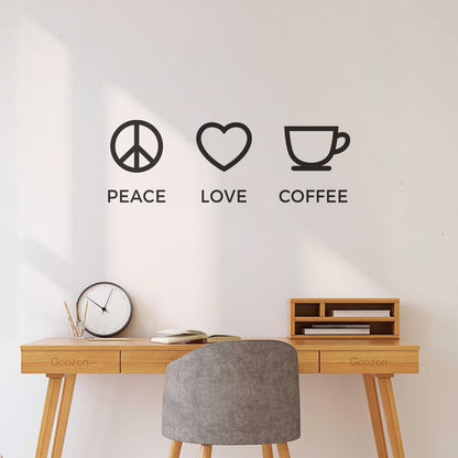 Wall Stickers Paster Paper Hippie Peace Love Coffee Lover Shop Kitchen Glass Stickers