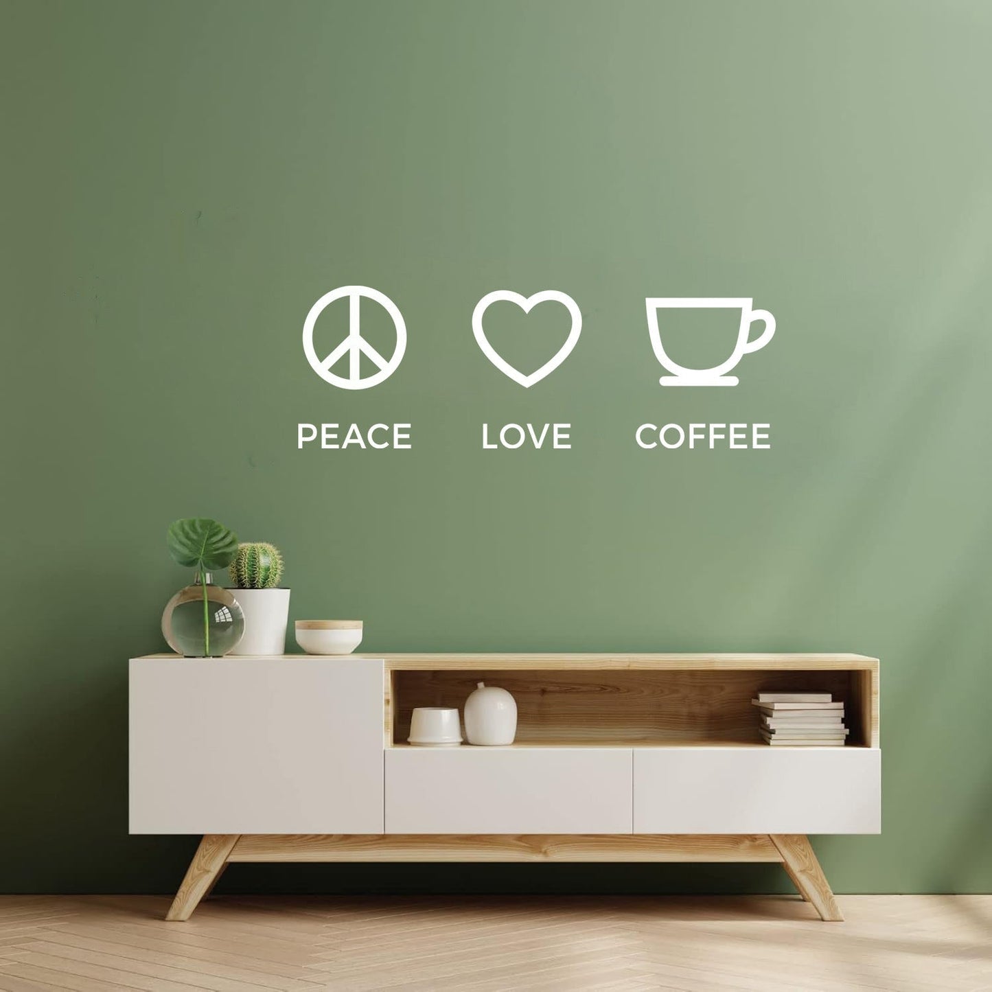 Wall Stickers Paster Paper Hippie Peace Love Coffee Lover Shop Kitchen Glass Stickers