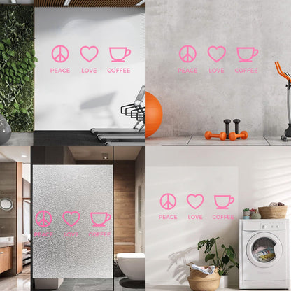 Wall Stickers Paster Paper Hippie Peace Love Coffee Lover Shop Kitchen Glass Stickers