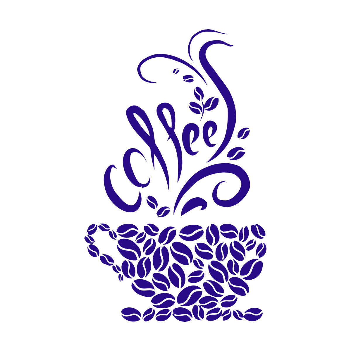 Wall Vinyl Sticker Decor Coffee Beans Cups Cafe Kitchen Pub Restaurant Store Decoration