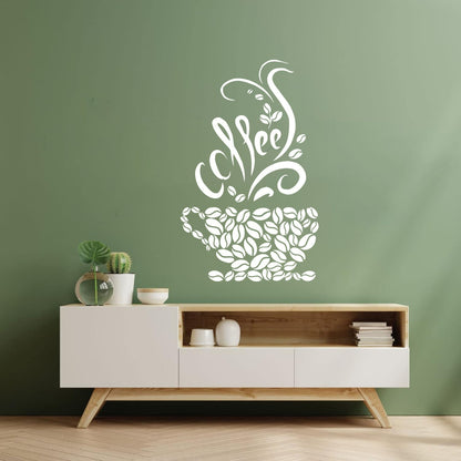 Wall Vinyl Sticker Decor Coffee Beans Cups Cafe Kitchen Pub Restaurant Store Decoration