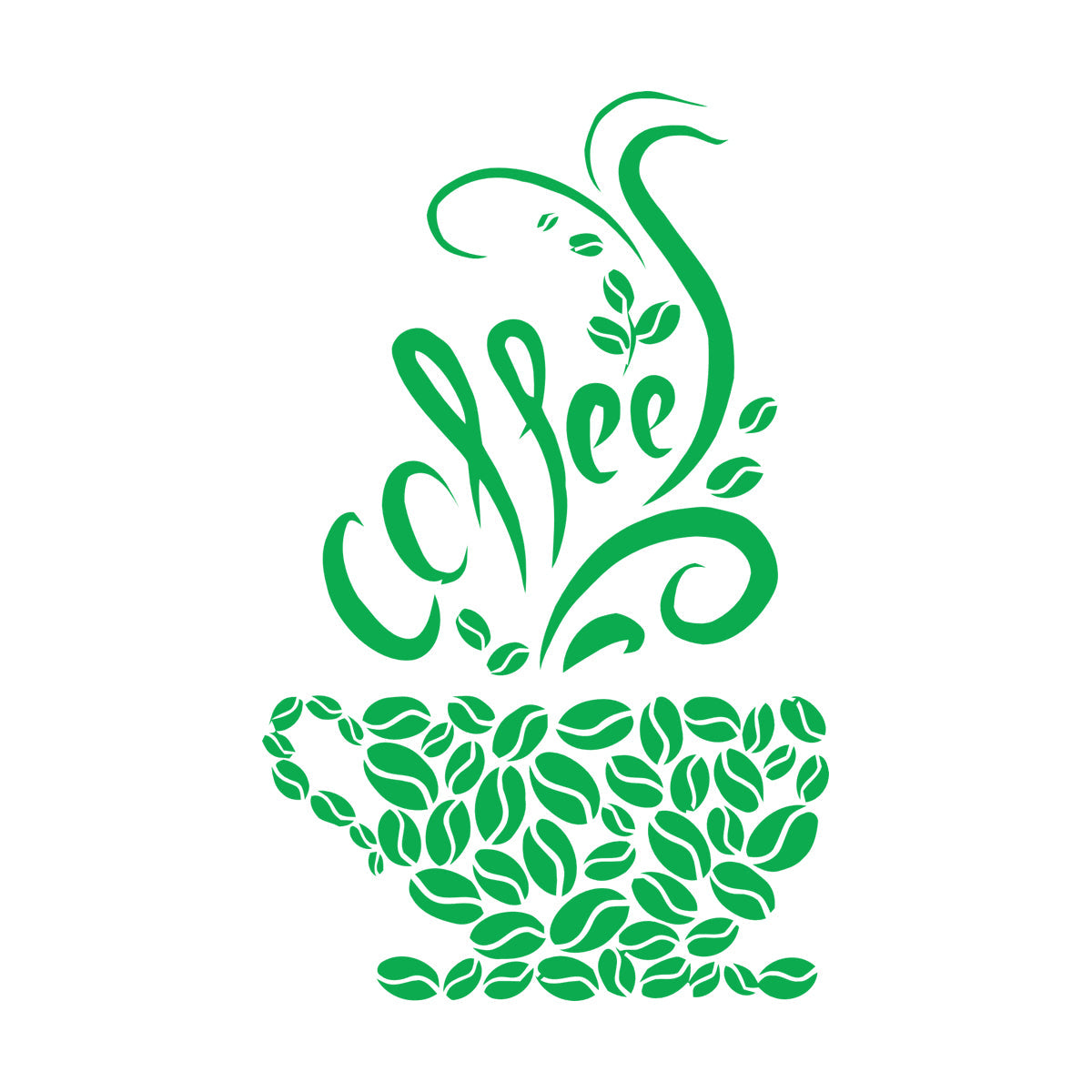 Wall Vinyl Sticker Decor Coffee Beans Cups Cafe Kitchen Pub Restaurant Store Decoration