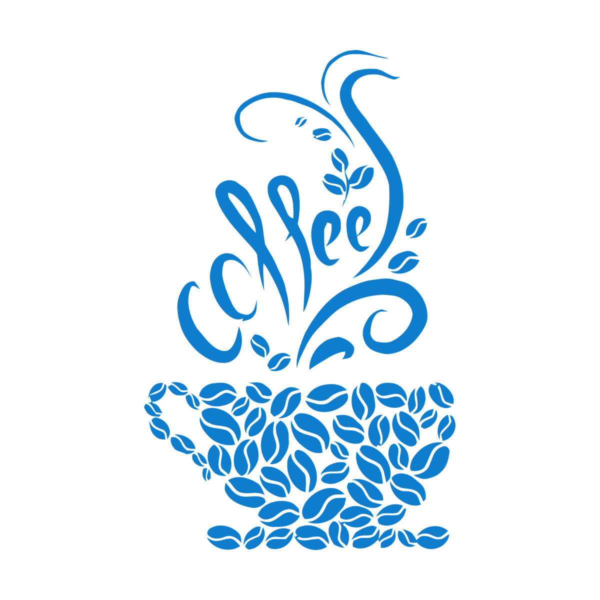 Wall Vinyl Sticker Decor Coffee Beans Cups Cafe Kitchen Pub Restaurant Store Decoration