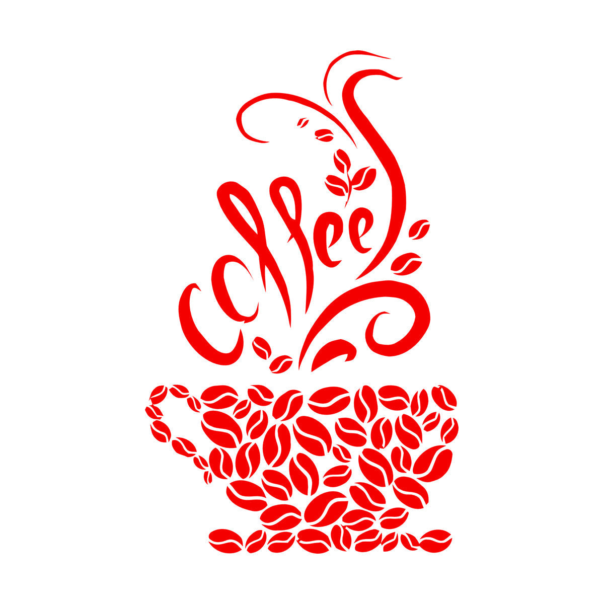 Wall Vinyl Sticker Decor Coffee Beans Cups Cafe Kitchen Pub Restaurant Store Decoration