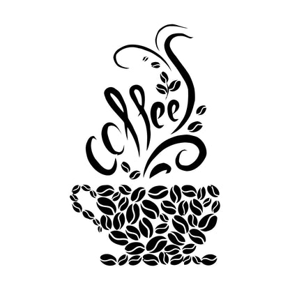 Wall Vinyl Sticker Decor Coffee Beans Cups Cafe Kitchen Pub Restaurant Store Decoration