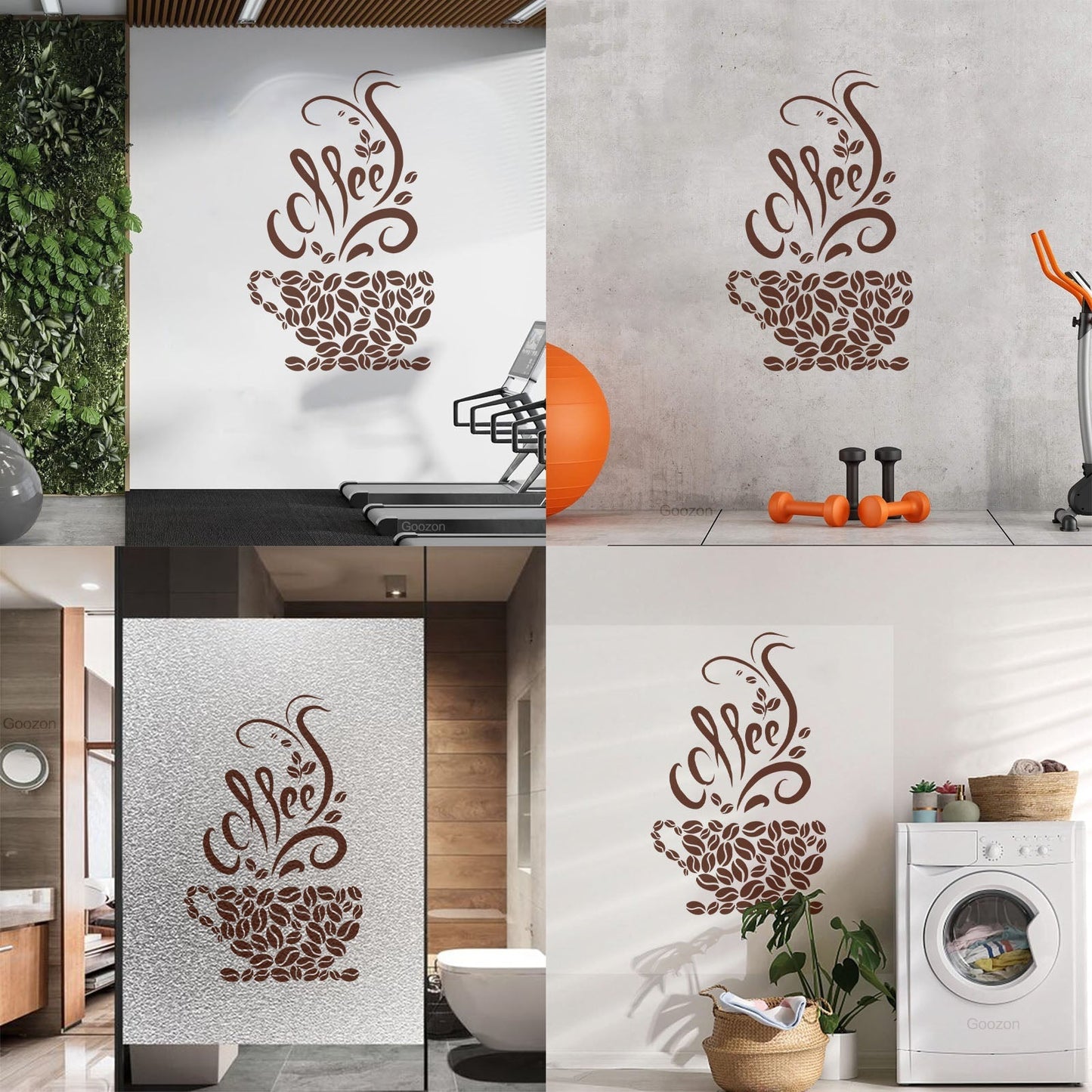 Wall Vinyl Sticker Decor Coffee Beans Cups Cafe Kitchen Pub Restaurant Store Decoration