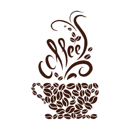 Wall Vinyl Sticker Decor Coffee Beans Cups Cafe Kitchen Pub Restaurant Store Decoration