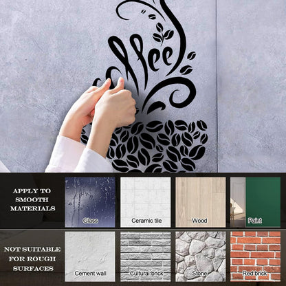 Wall Vinyl Sticker Decor Coffee Beans Cups Cafe Kitchen Pub Restaurant Store Decoration