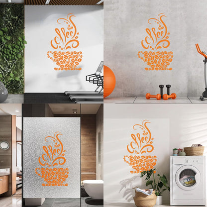 Wall Vinyl Sticker Decor Coffee Beans Cups Cafe Kitchen Pub Restaurant Store Decoration