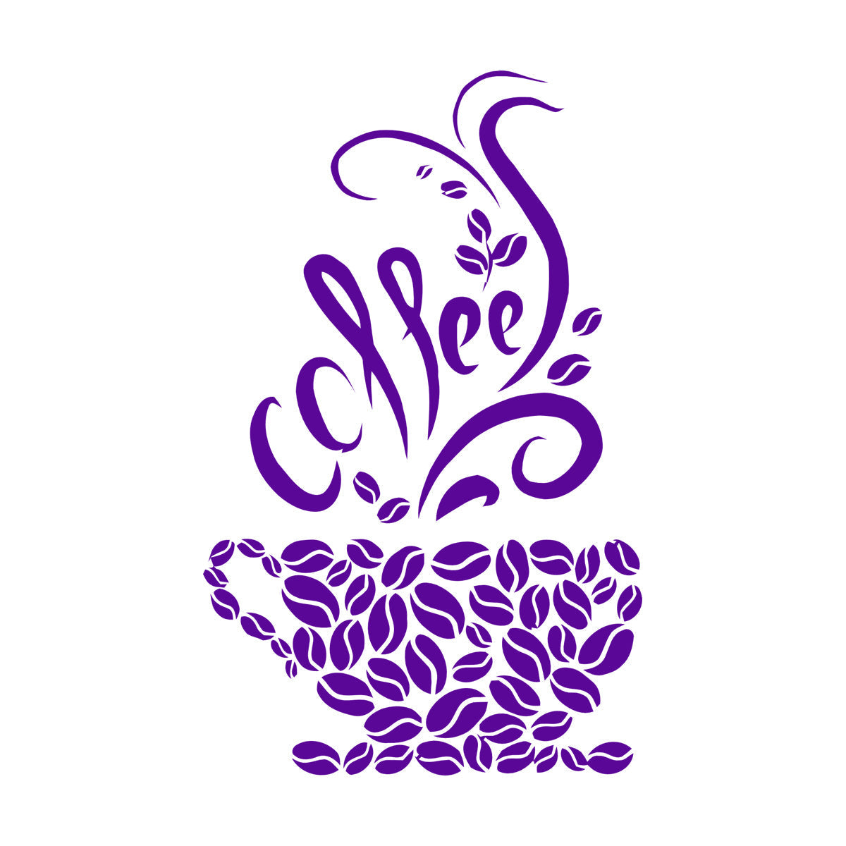 Wall Vinyl Sticker Decor Coffee Beans Cups Cafe Kitchen Pub Restaurant Store Decoration