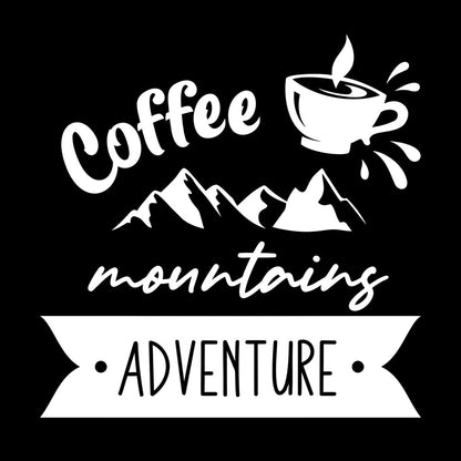 Mountains Adventure Coffee Cup Lettering Tourism Engraving Stickers Multi Color Selection