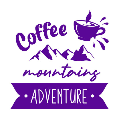 Mountains Adventure Coffee Cup Lettering Tourism Engraving Stickers Multi Color Selection
