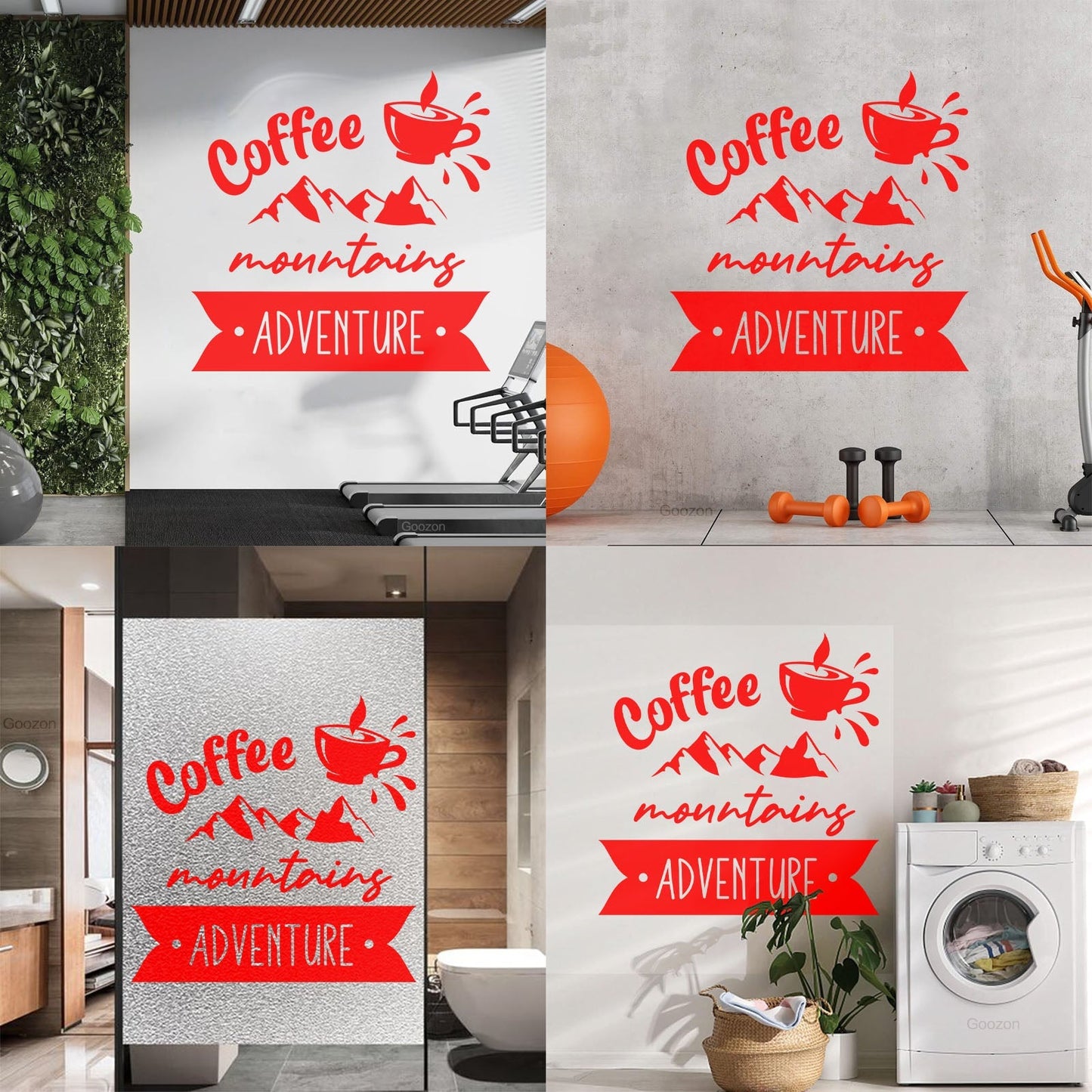 Mountains Adventure Coffee Cup Lettering Tourism Engraving Stickers Multi Color Selection