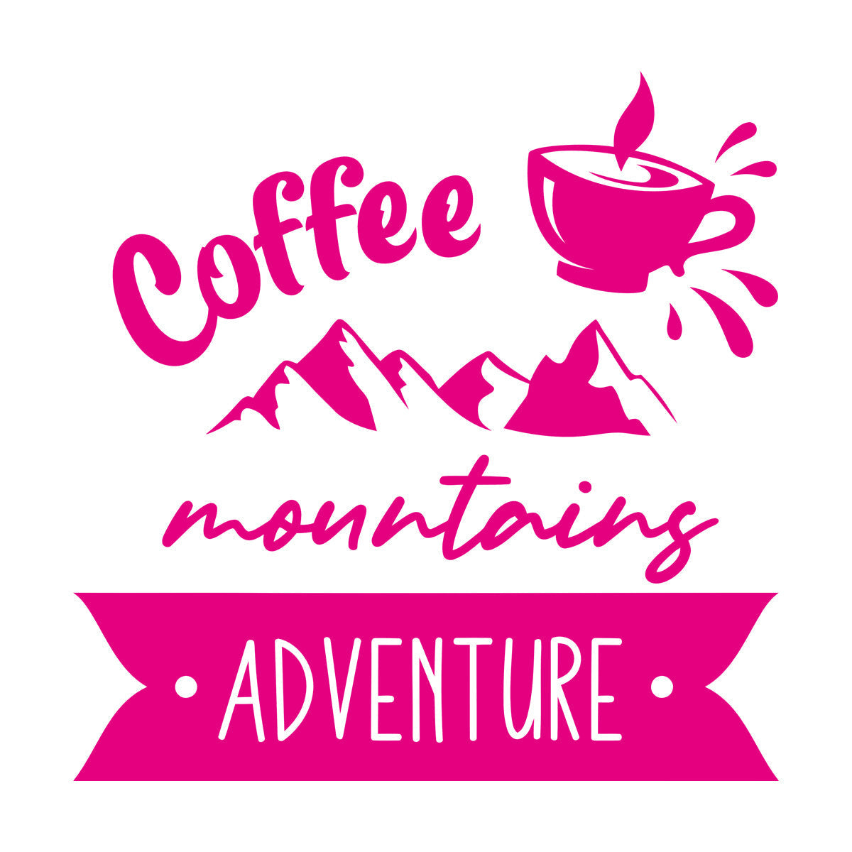 Mountains Adventure Coffee Cup Lettering Tourism Engraving Stickers Multi Color Selection