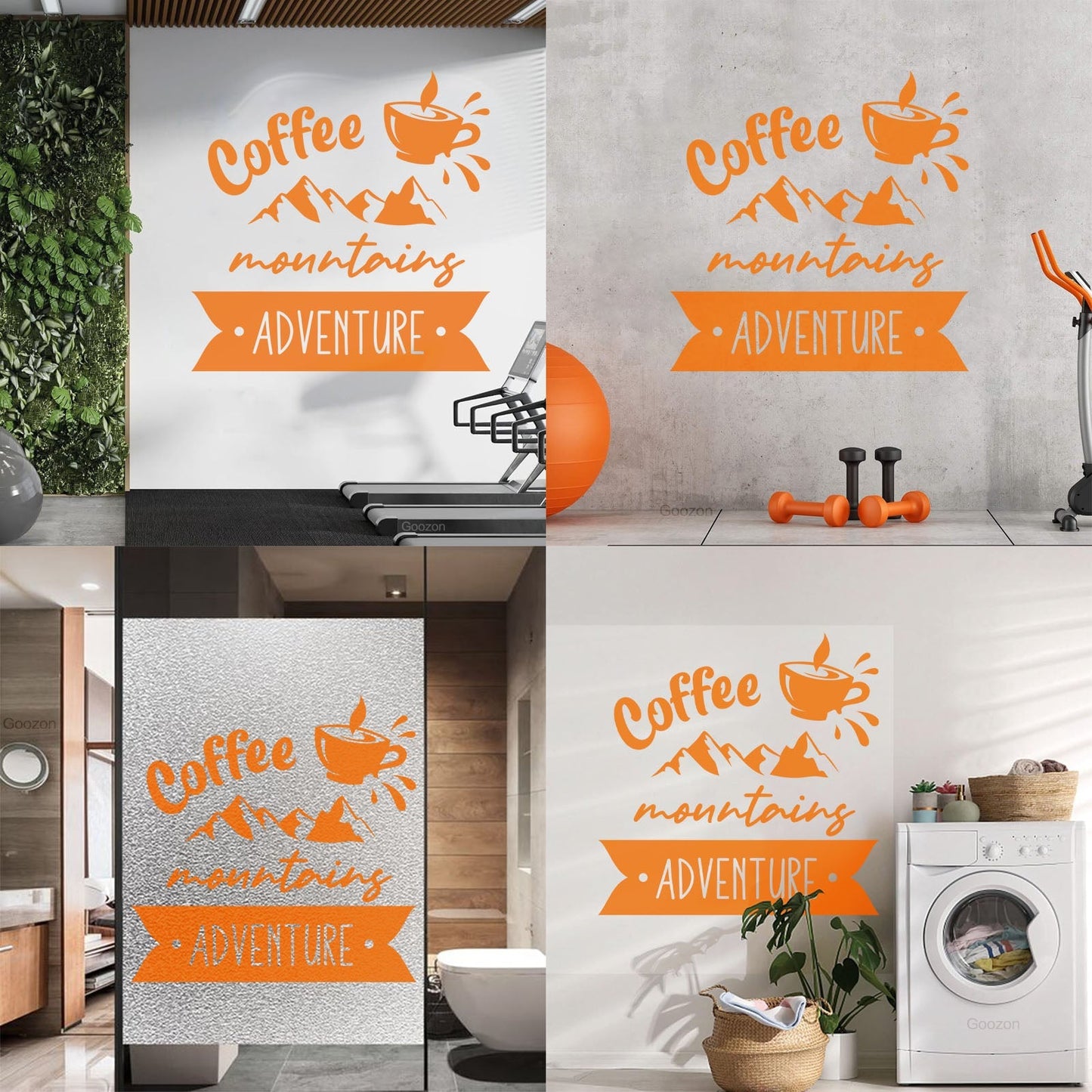 Mountains Adventure Coffee Cup Lettering Tourism Engraving Stickers Multi Color Selection