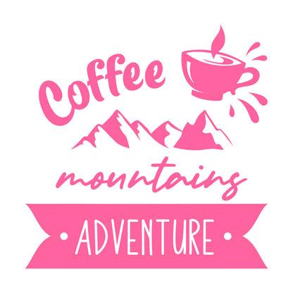 Mountains Adventure Coffee Cup Lettering Tourism Engraving Stickers Multi Color Selection