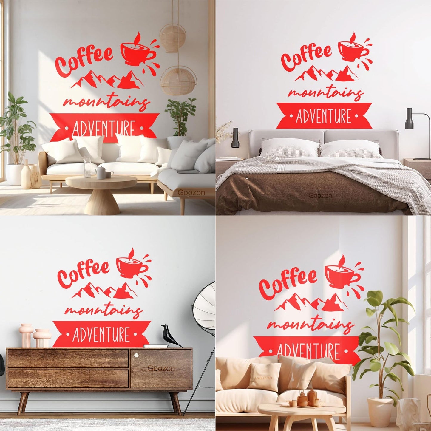 Mountains Adventure Coffee Cup Lettering Tourism Engraving Stickers Multi Color Selection