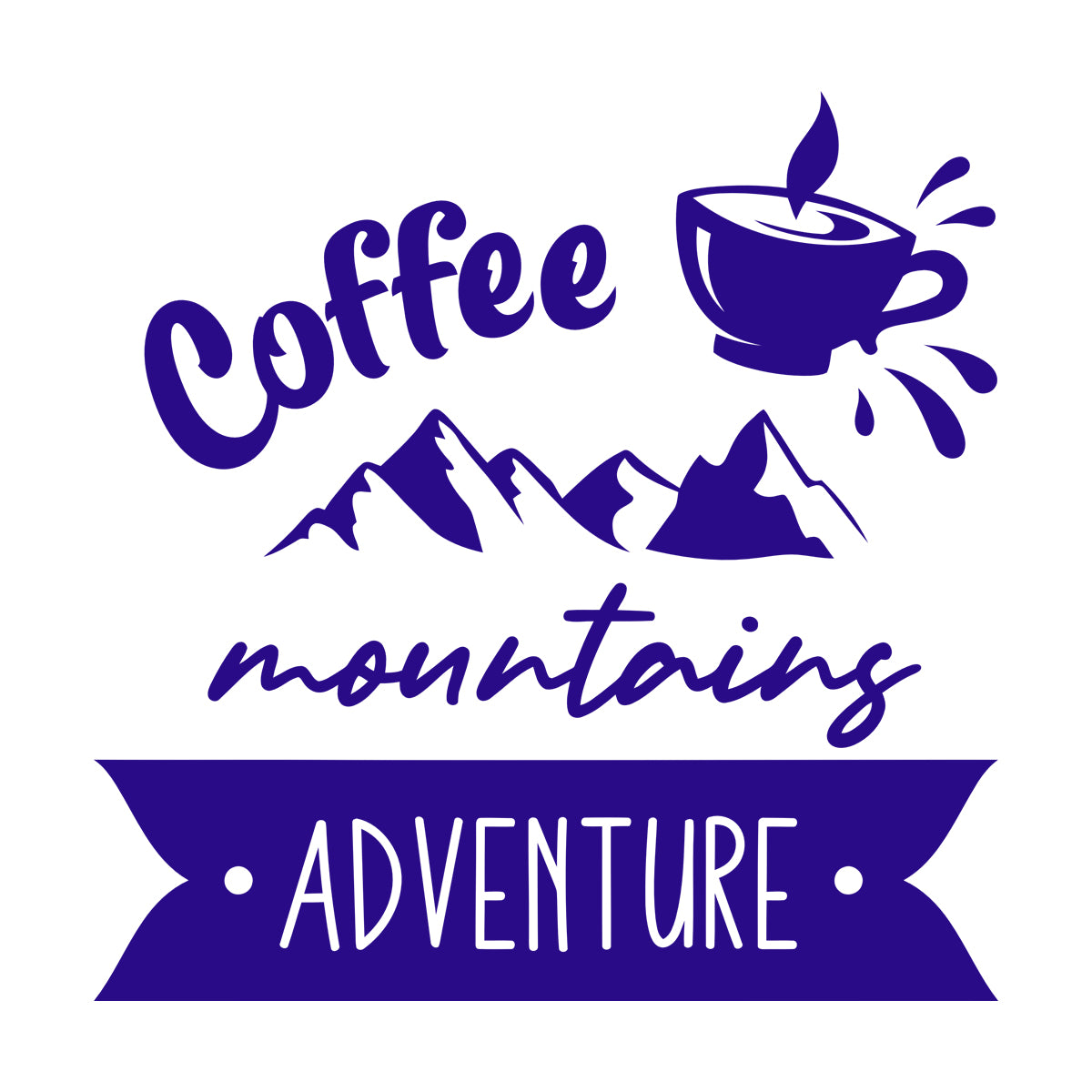 Mountains Adventure Coffee Cup Lettering Tourism Engraving Stickers Multi Color Selection
