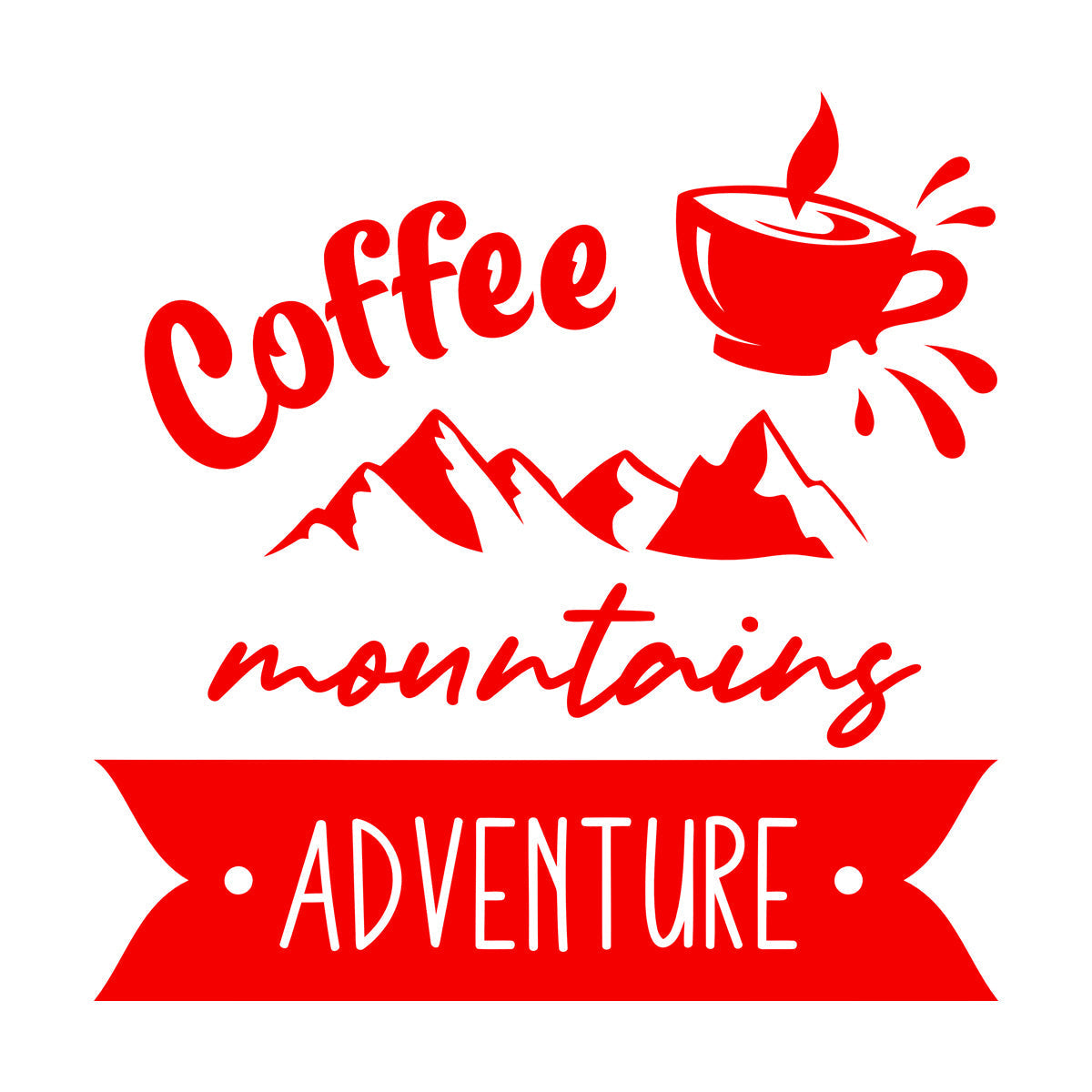 Mountains Adventure Coffee Cup Lettering Tourism Engraving Stickers Multi Color Selection