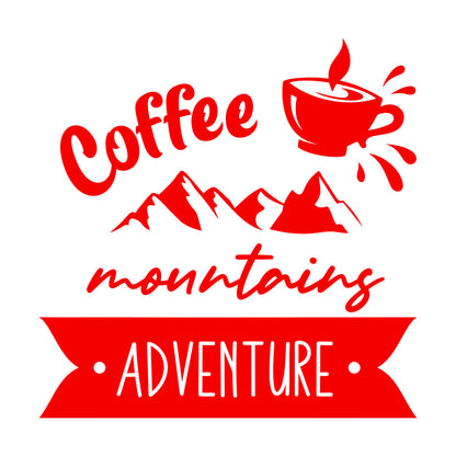 Mountains Adventure Coffee Cup Lettering Tourism Engraving Stickers Multi Color Selection