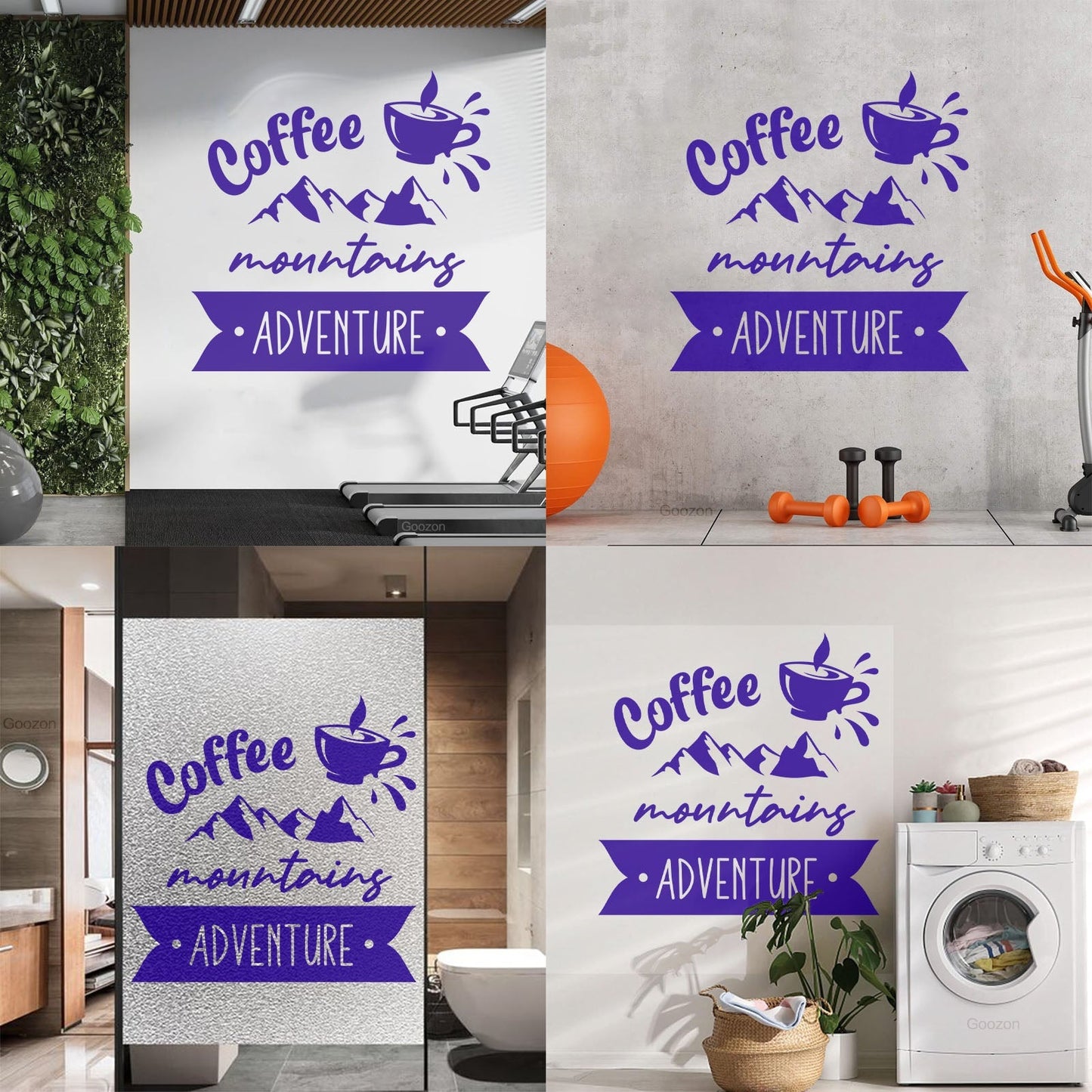Mountains Adventure Coffee Cup Lettering Tourism Engraving Stickers Multi Color Selection