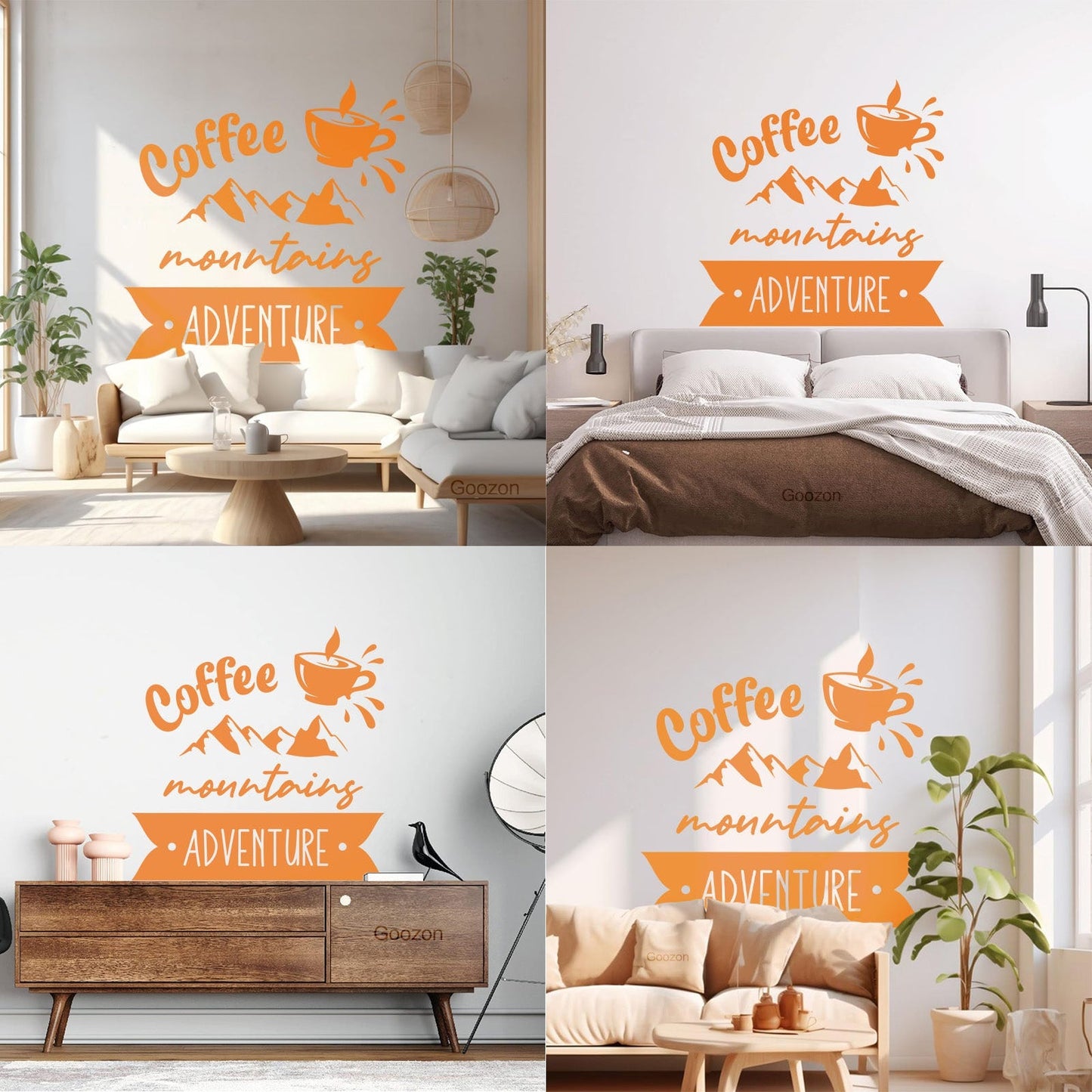 Mountains Adventure Coffee Cup Lettering Tourism Engraving Stickers Multi Color Selection