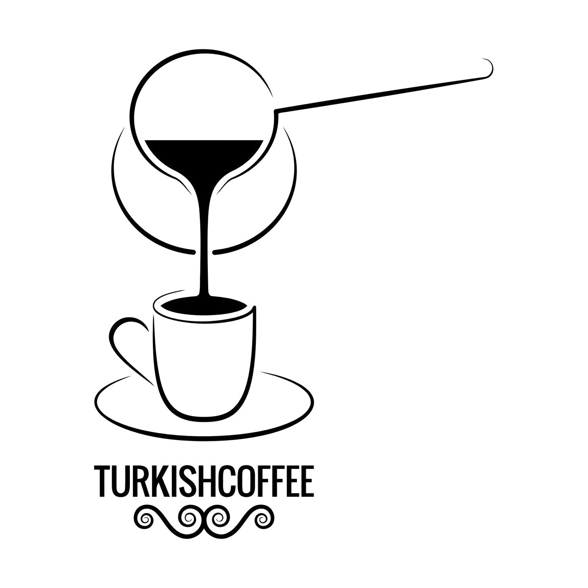 Wall Decals Pvc Turkish Coffee Turk Cup Lettering Flourish Cafe Coffee House Easy Installation