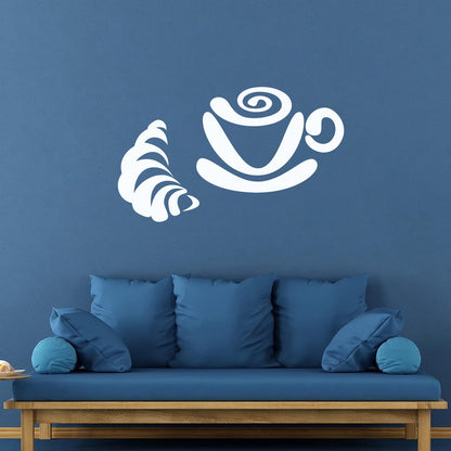 Lettering Stickers Breakfast Coffee Cup Tea Croissant Bun Art Mural Painting