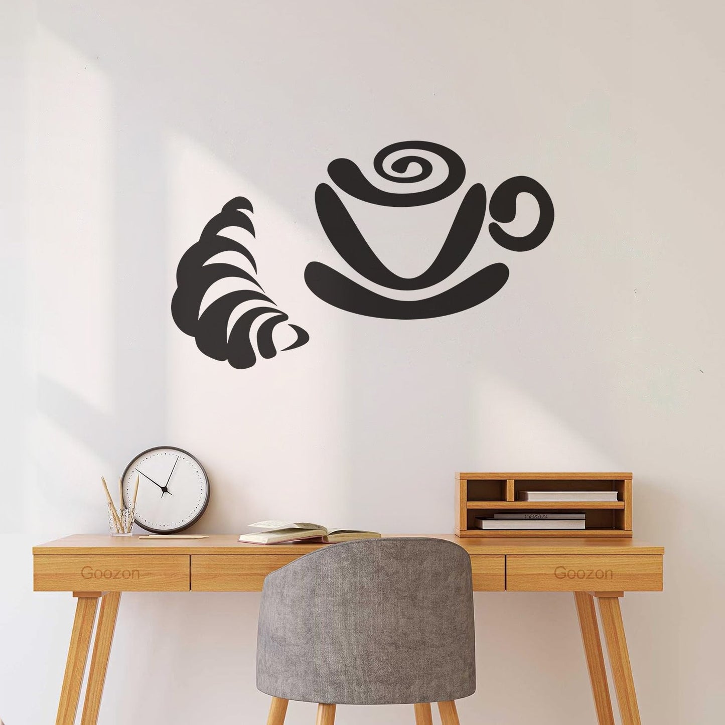 Lettering Stickers Breakfast Coffee Cup Tea Croissant Bun Art Mural Painting