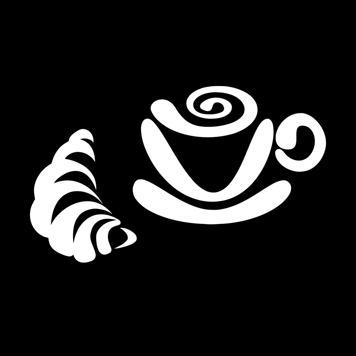 Lettering Stickers Breakfast Coffee Cup Tea Croissant Bun Art Mural Painting