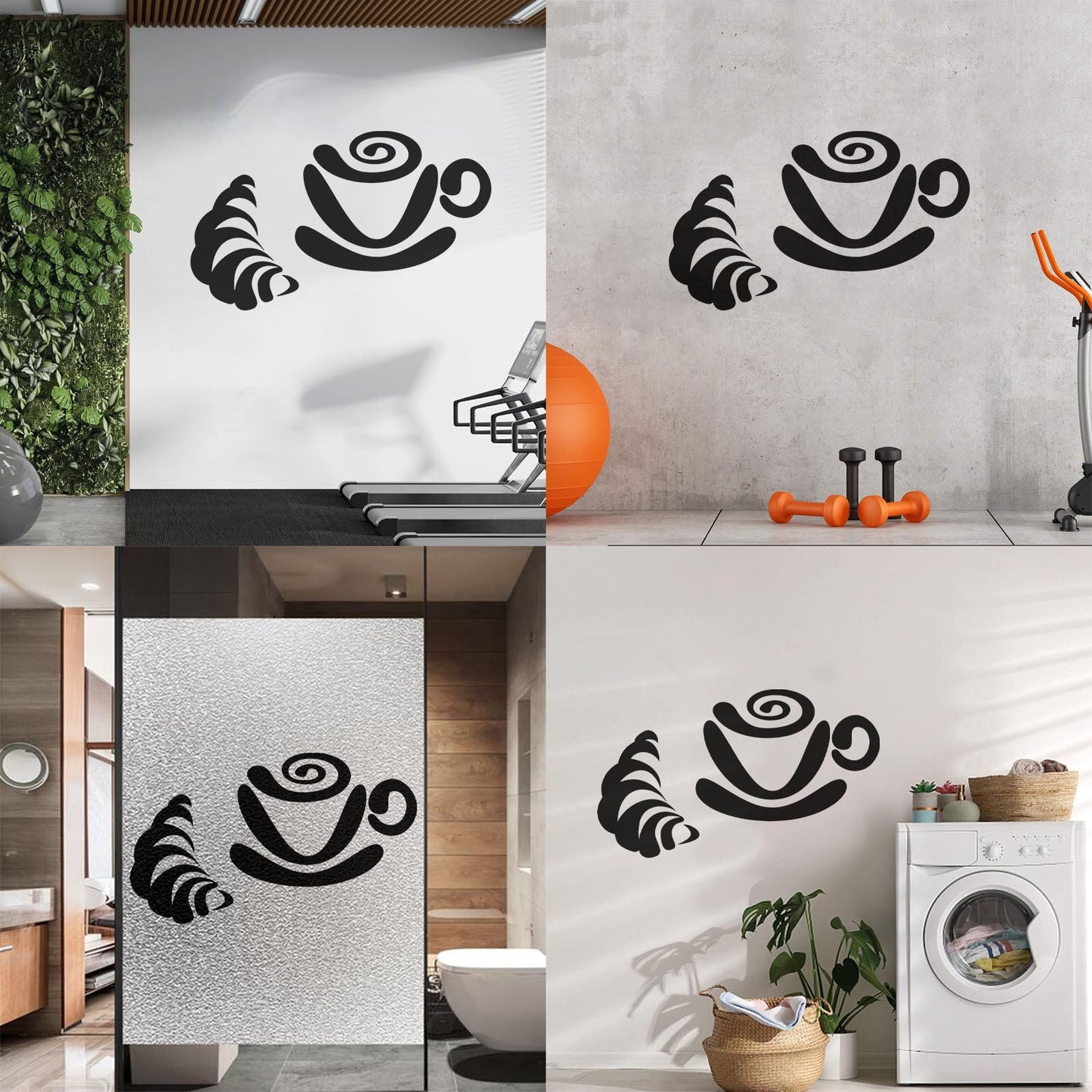 Lettering Stickers Breakfast Coffee Cup Tea Croissant Bun Art Mural Painting