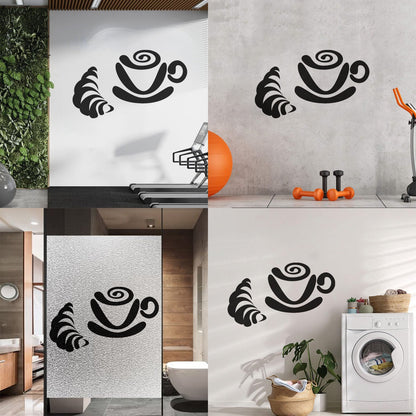 Lettering Stickers Breakfast Coffee Cup Tea Croissant Bun Art Mural Painting