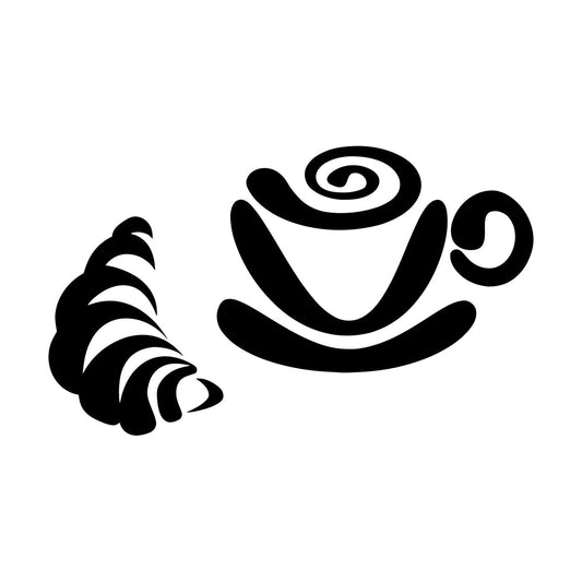 Lettering Stickers Breakfast Coffee Cup Tea Croissant Bun Art Mural Painting