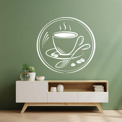 Wall Decals Paster Paper Coffee Couple Grain Coffee Shop Restaurant Multiple Size Options