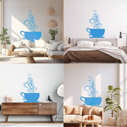 Wall Decals Coffee Cup Cafe Tea It Won'T Fall Off