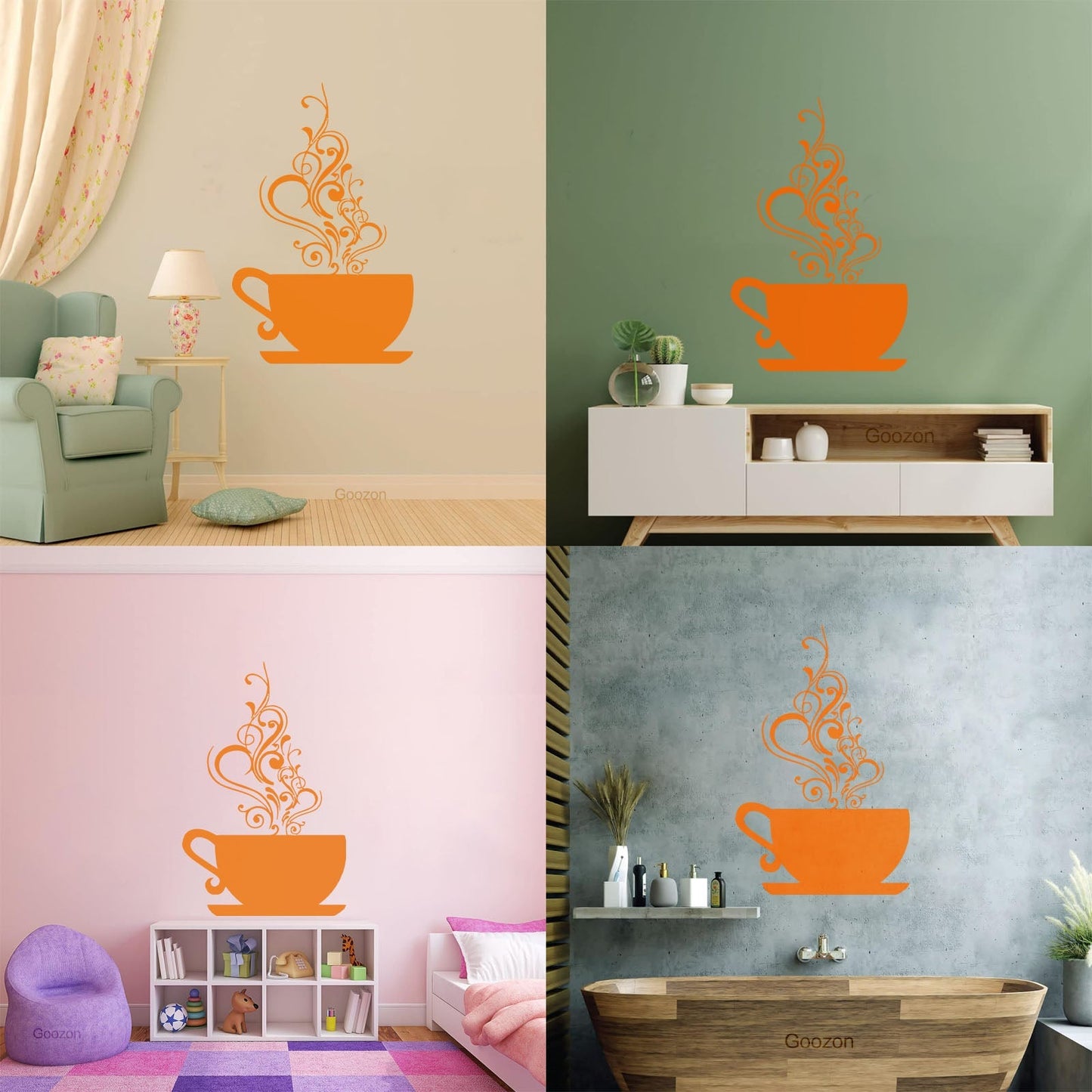 Wall Decals Coffee Cup Cafe Tea It Won'T Fall Off