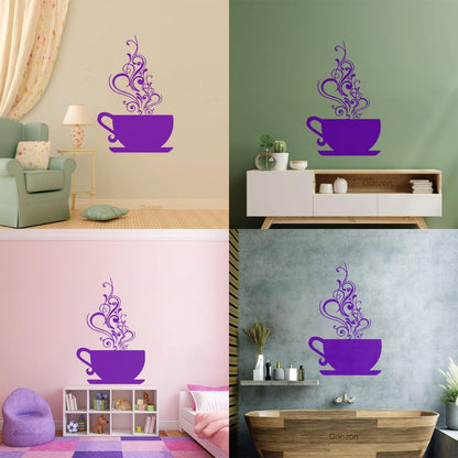 Wall Decals Coffee Cup Cafe Tea It Won'T Fall Off