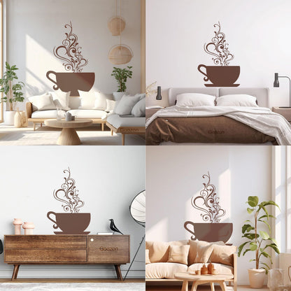 Wall Decals Coffee Cup Cafe Tea It Won'T Fall Off