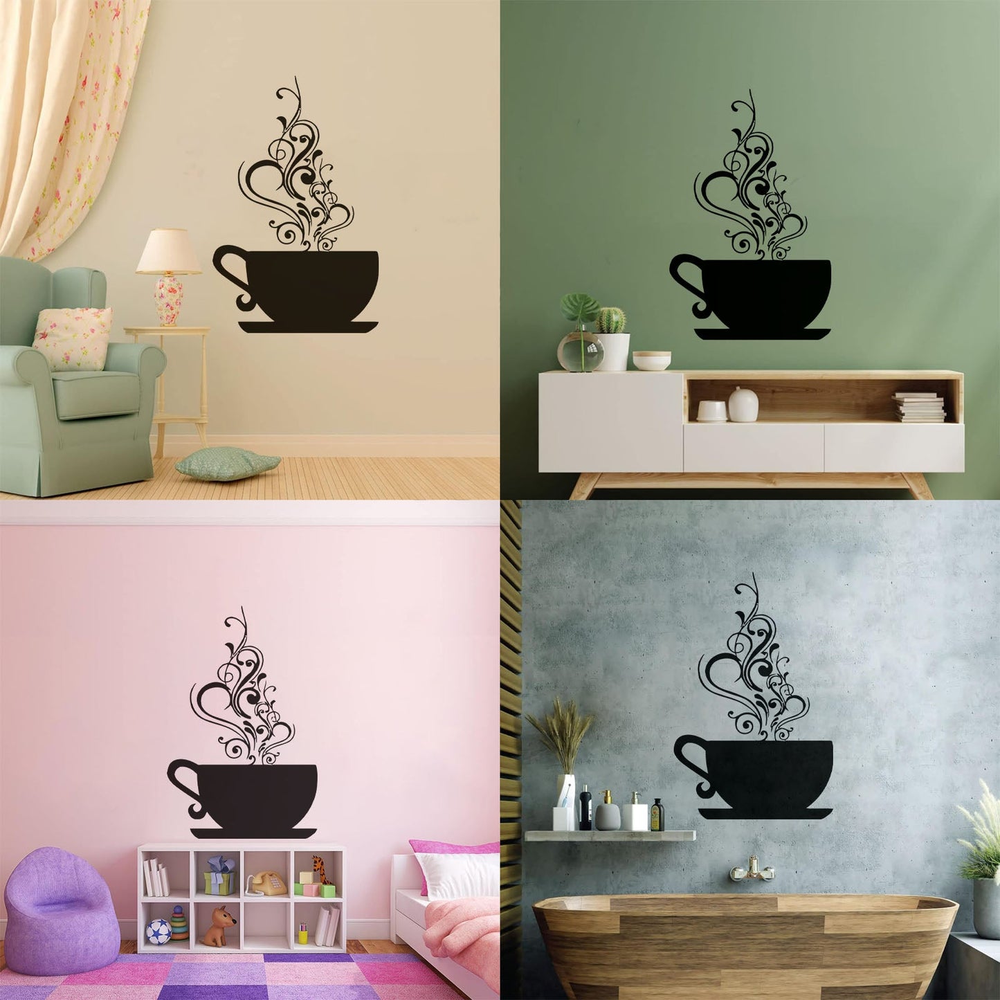 Wall Decals Coffee Cup Cafe Tea It Won'T Fall Off