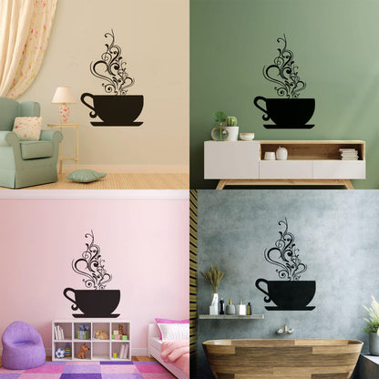 Wall Decals Coffee Cup Cafe Tea It Won'T Fall Off