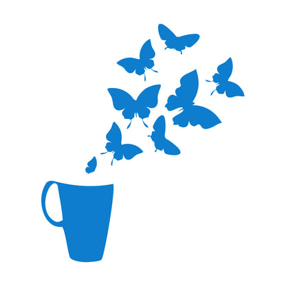 Coffee Cup House Shop Butterflies Kitchen Tea Vinyl Wall Decals Personalized Customization