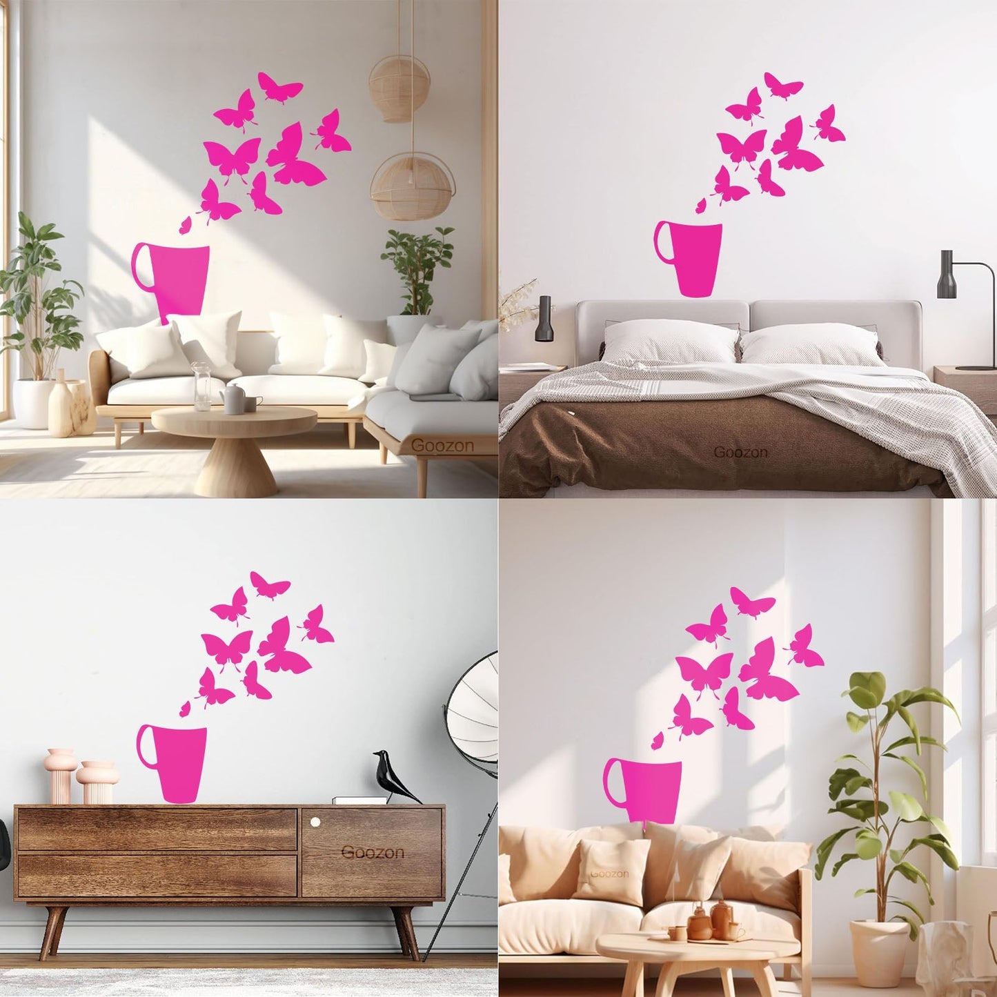 Coffee Cup House Shop Butterflies Kitchen Tea Vinyl Wall Decals Personalized Customization